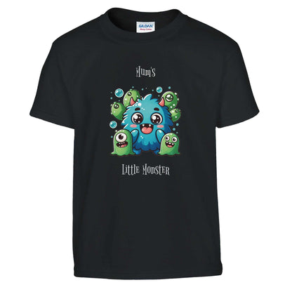 Kids crewneck T-shirt with a playful monster design and durable features, perfect for little monsters.