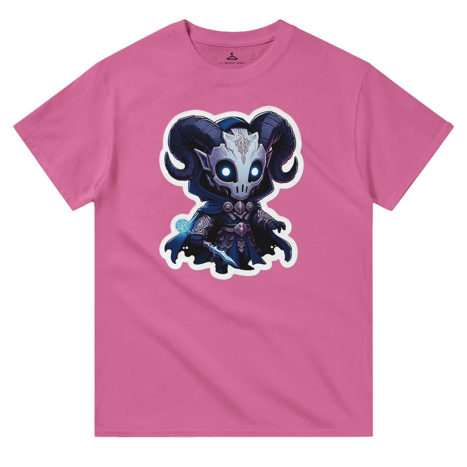 Voidwalker Men's Crewneck T-shirt with fantasy character graphic, heavyweight cotton, classic fit for casual wear.