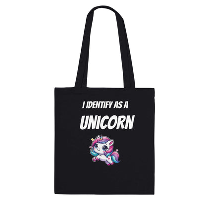 I Identify As A Unicorn Premium Tote Bag with reinforced stitching and 10-litre capacity.