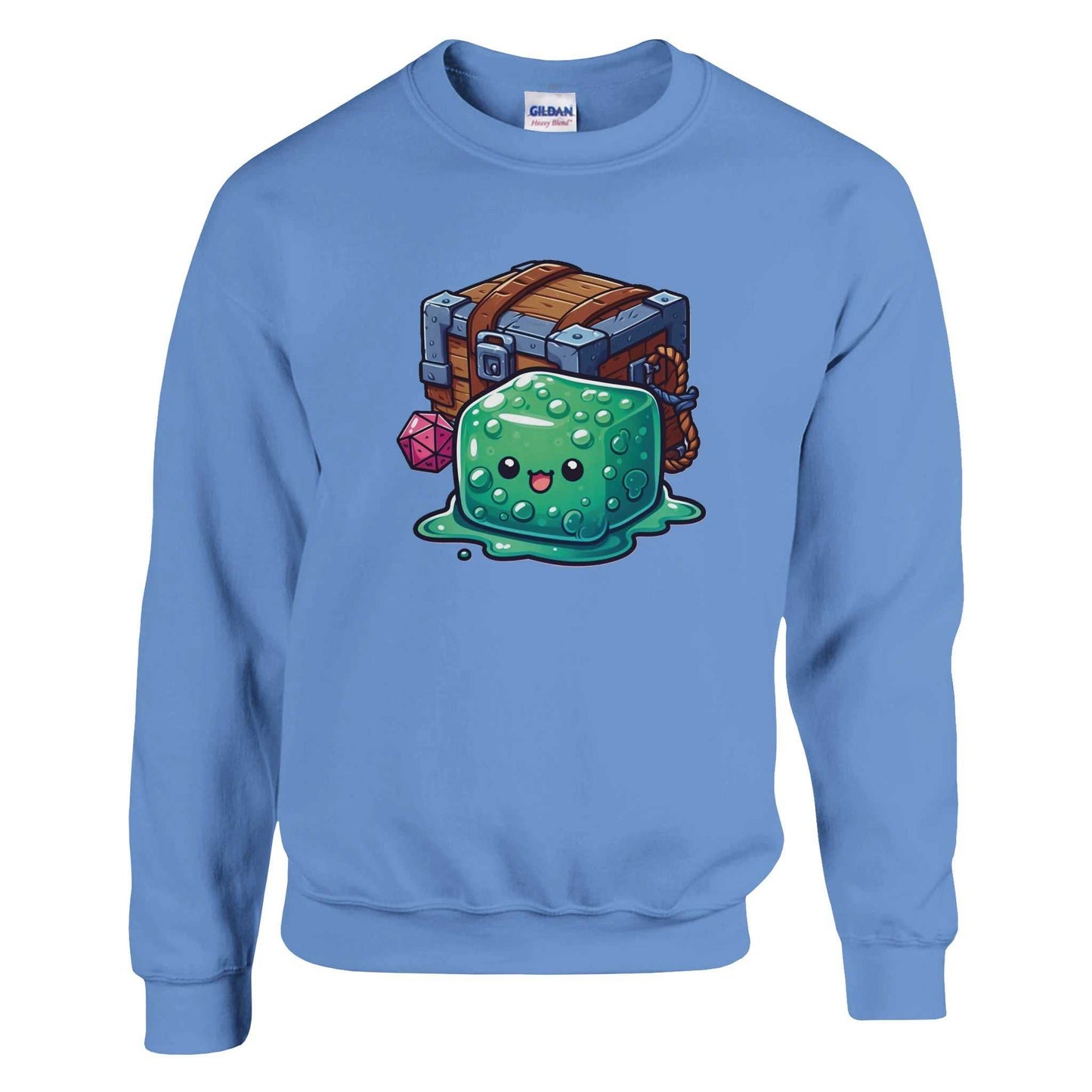 Gelatinous Cube and Mimic crewneck sweatshirt for men with comfortable cotton-polyester blend.