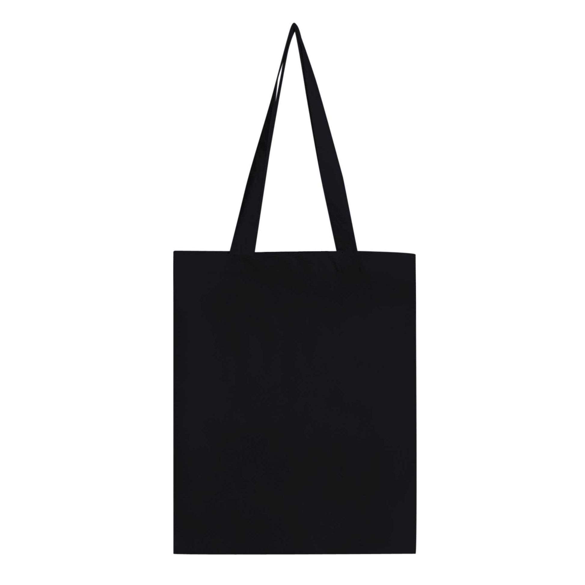 Unicorn premium tote bag with reinforced handles, 10-liter capacity, black cotton.