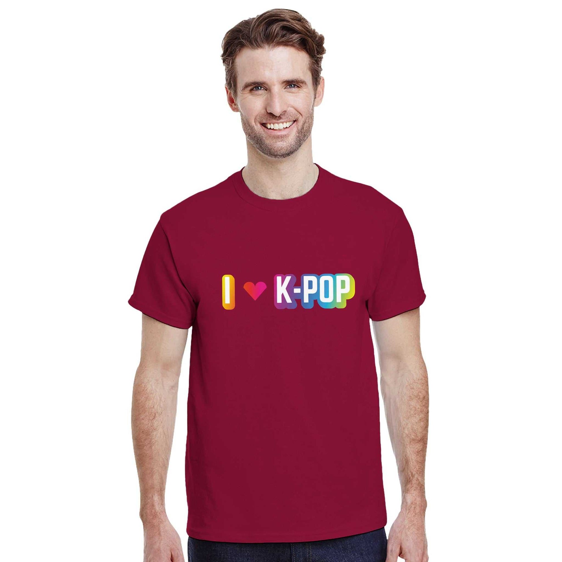 I Love Kpop Crewneck T-shirt, heavyweight cotton, classic fit, durable for everyday wear.