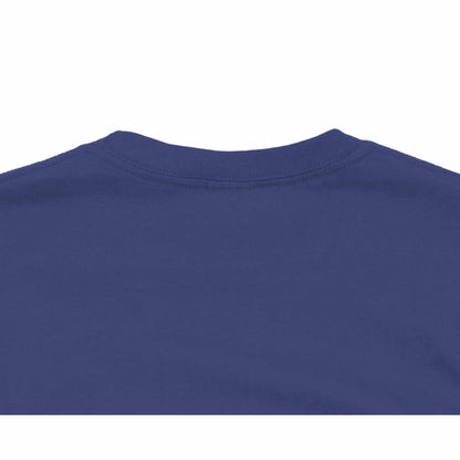 Navy blue kids crewneck T-shirt, soft heavyweight fabric, double-stitched for durability.