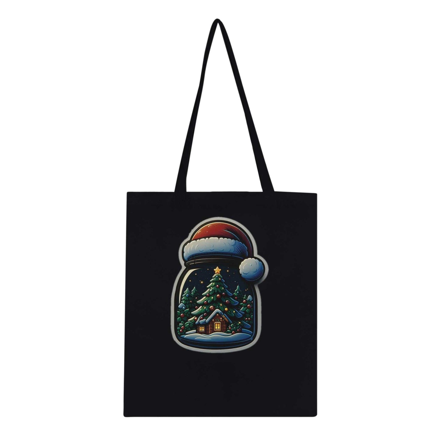 Christmas Night Classic Tote Bag with festive design, eco-friendly cotton, reinforced handles for durability.