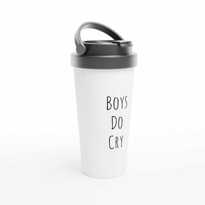 Boys Do Cry White 15oz Stainless Steel Travel Mug with Leak-Proof Lid