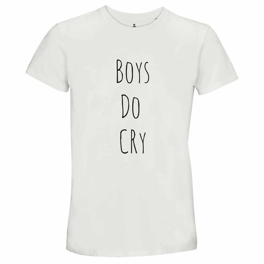 Boys Do Cry printed T-shirt made from recycled cotton, unisex short-sleeve round-neck.