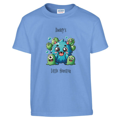 Monster Kids Crewneck T-shirt with animated monster design, 100% cotton, durable and soft for children's wear.