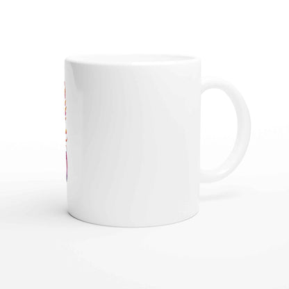 Phoenix 11oz Ceramic Mug with colored rim and handle, ideal for coffee or hot beverages, dishwasher and microwave safe.