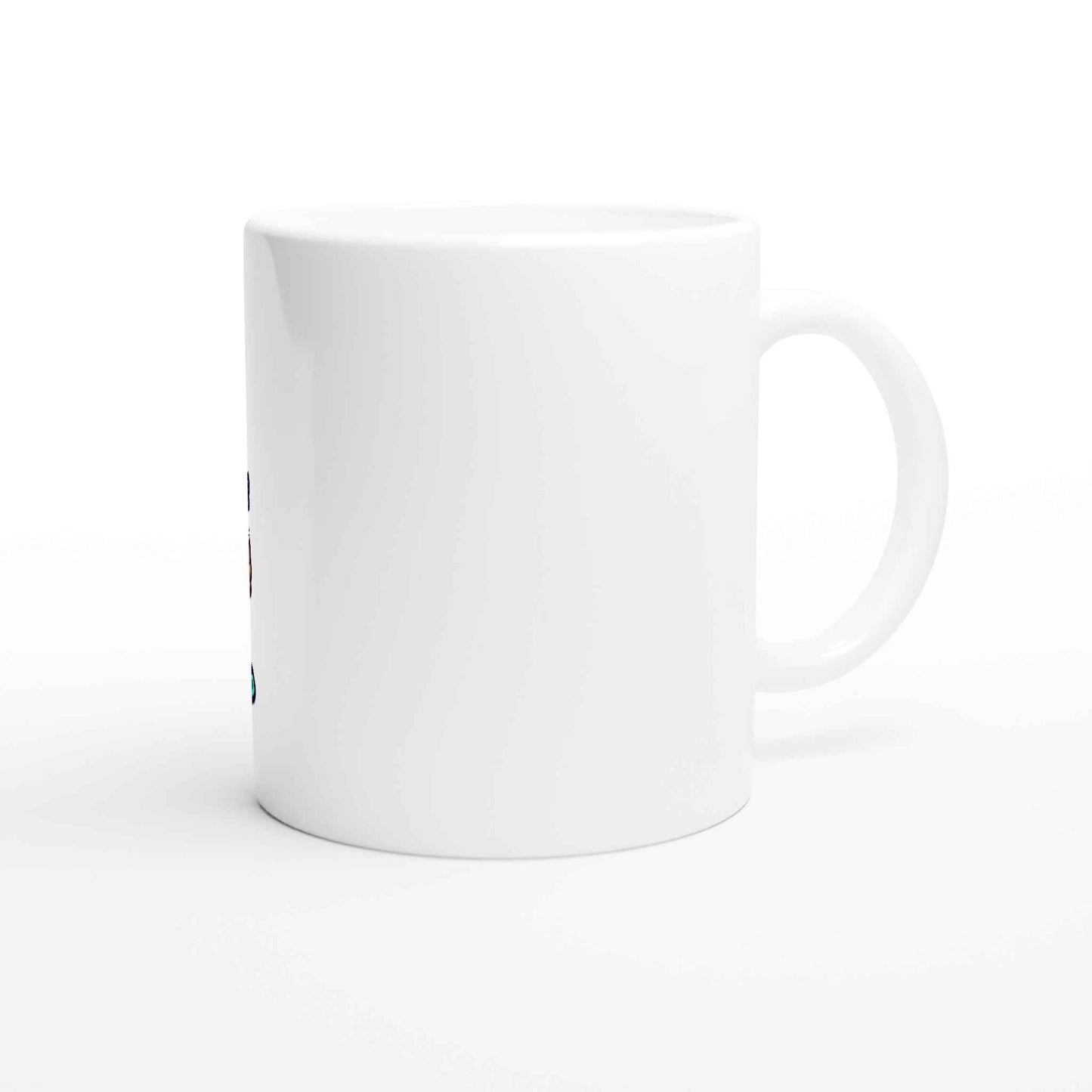 Mimic 11oz ceramic mug, glossy white, dishwasher and microwave safe.