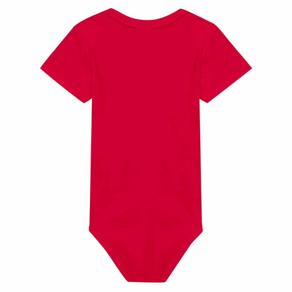 Red classic baby short sleeve bodysuit, 100% cotton, relaxed fit.