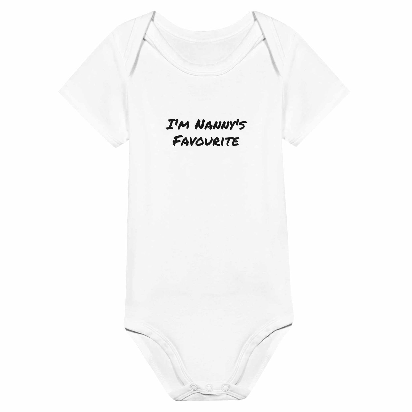 Favourite Classic Baby Short Sleeve Bodysuit with "I'm Nanny's Favourite" text design.