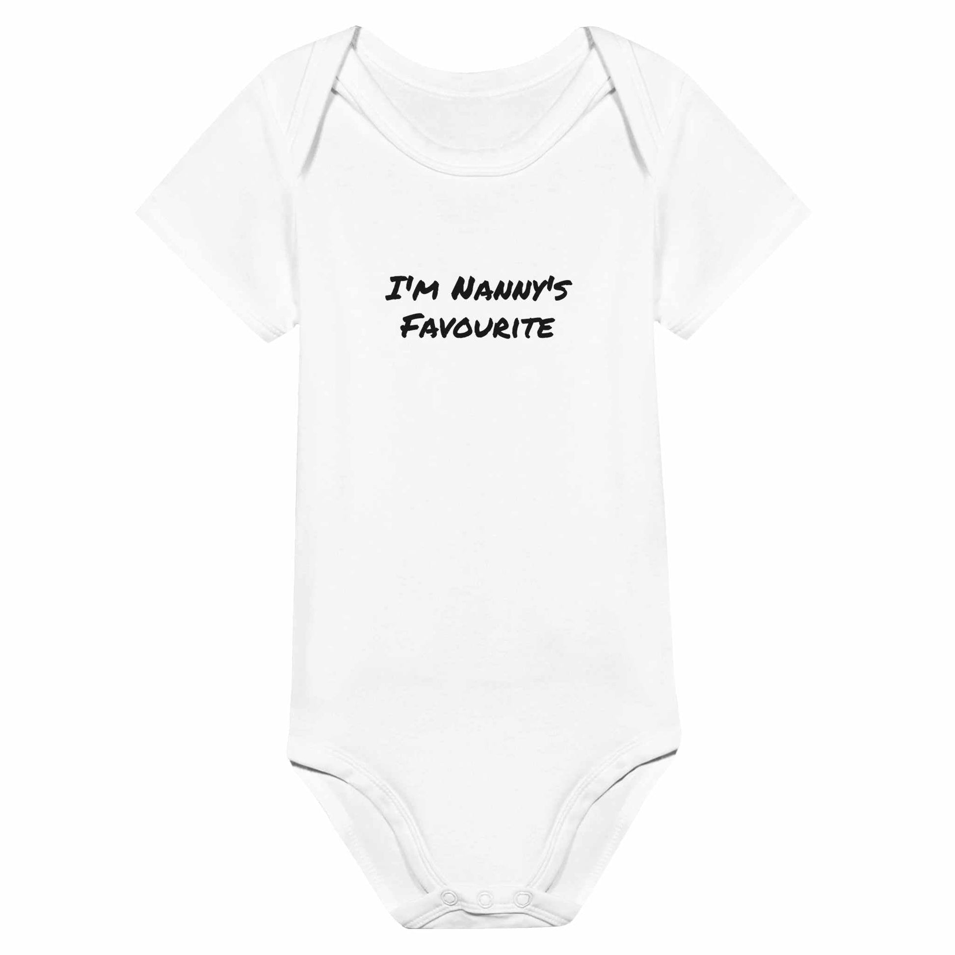 Favourite Classic Baby Short Sleeve Bodysuit with "I'm Nanny's Favourite" text design.