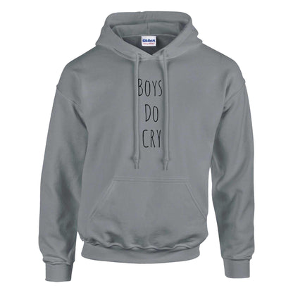 Boys Do Cry Printed Classic Pullover Hoodie in grey with front pouch pocket and drawstring hood.