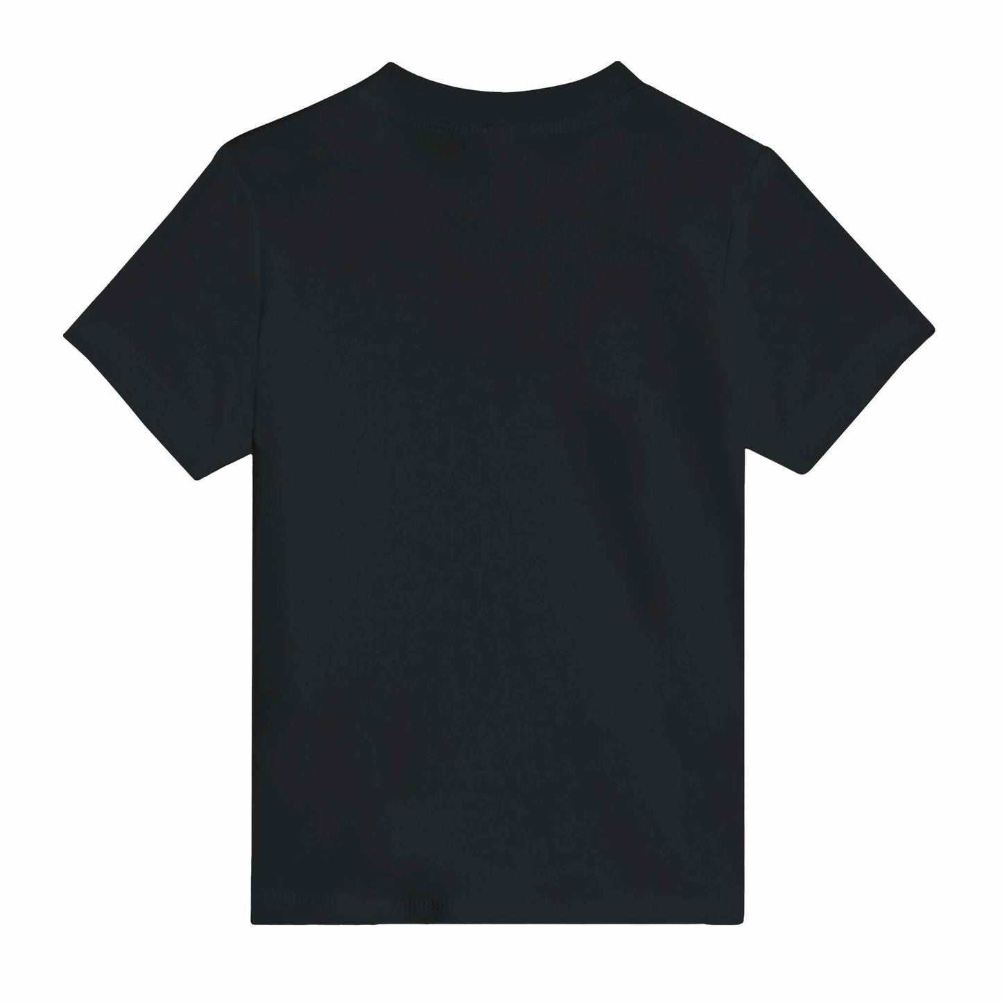 Black crewneck T-shirt for babies in 100% cotton, back view.