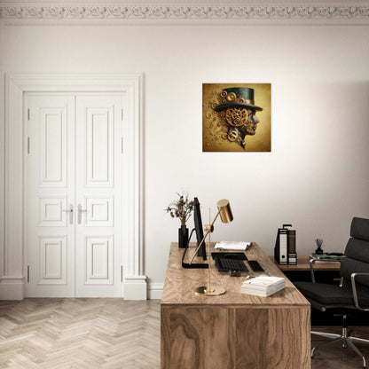 Clockwork Man Canvas wall art in modern office setting.