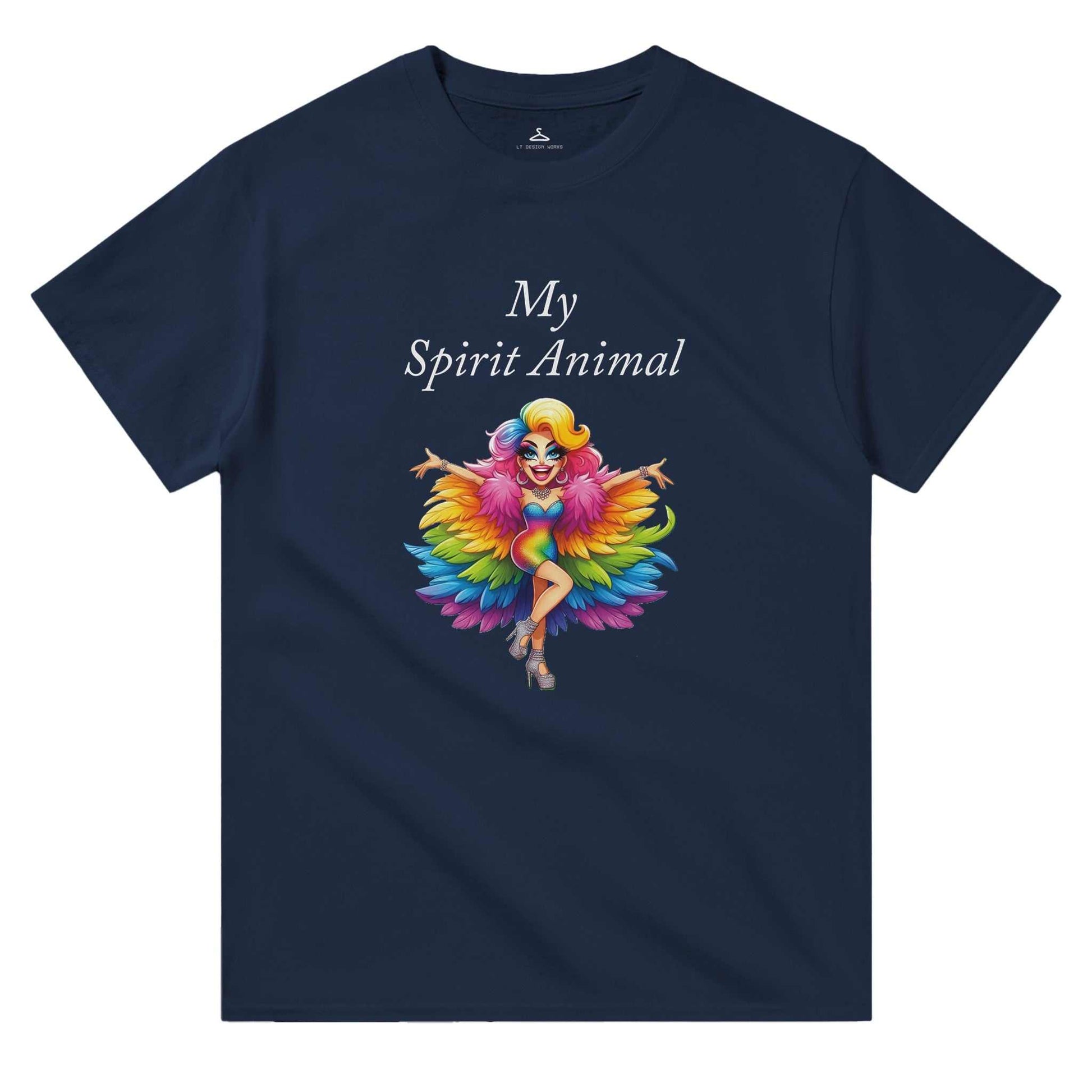 My Spirit Animal Women's Crewneck T-shirt featuring a colorful design of a woman with feathered wings.