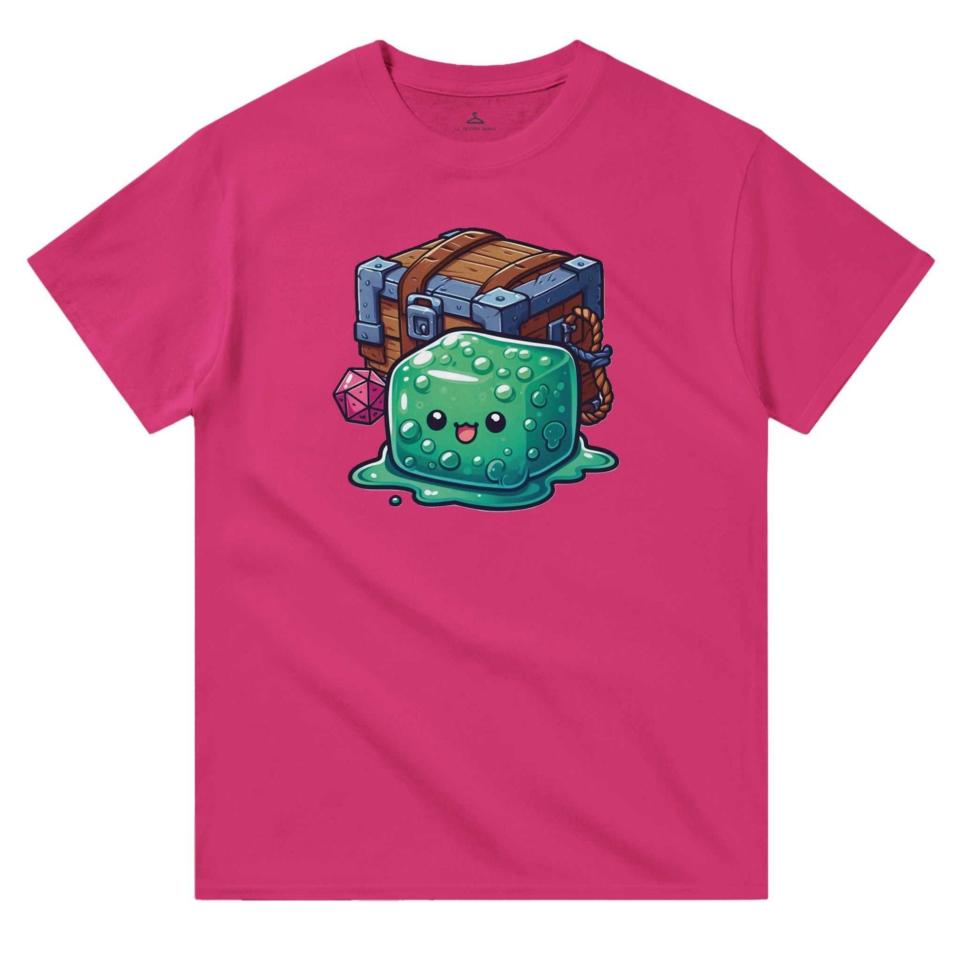 Gelatinous Cube and Mimic graphic on men's crewneck t-shirt, classic fit, heavyweight cotton.