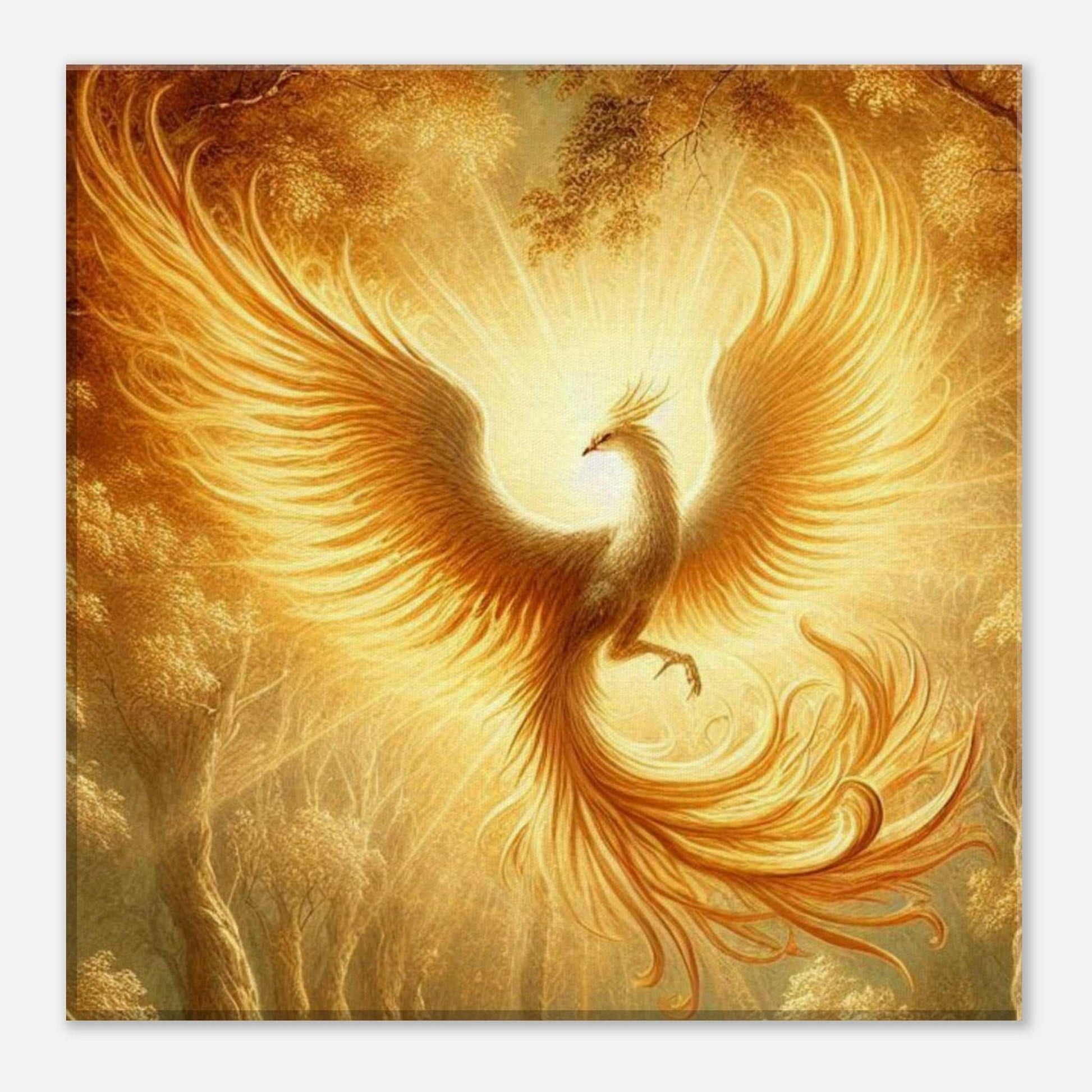 Phoenix Flight Canvas featuring a vibrant ascent of a phoenix, textured for elegant display.