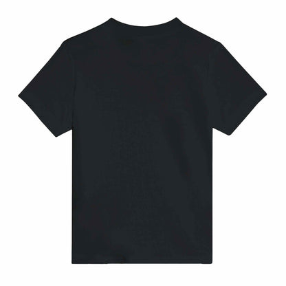 Black baby crewneck t-shirt, 100% cotton, back view.