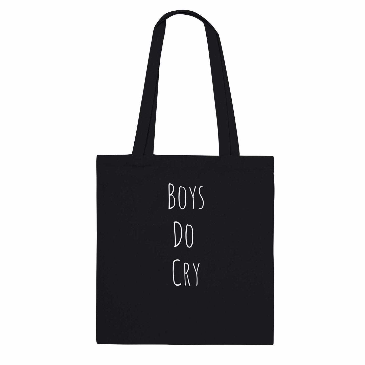 Boys Do Cry Premium Tote Bag with reinforced handles and 100% cotton fabric.