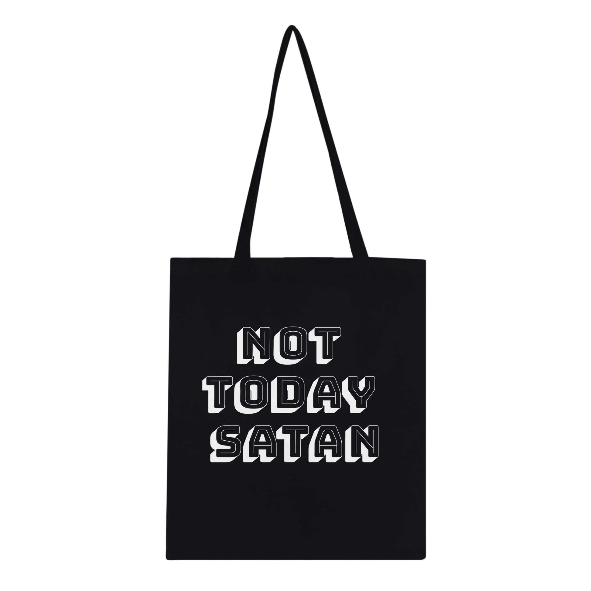 Not Today Satan Classic Tote Bag with reinforced handles, 100% cotton.