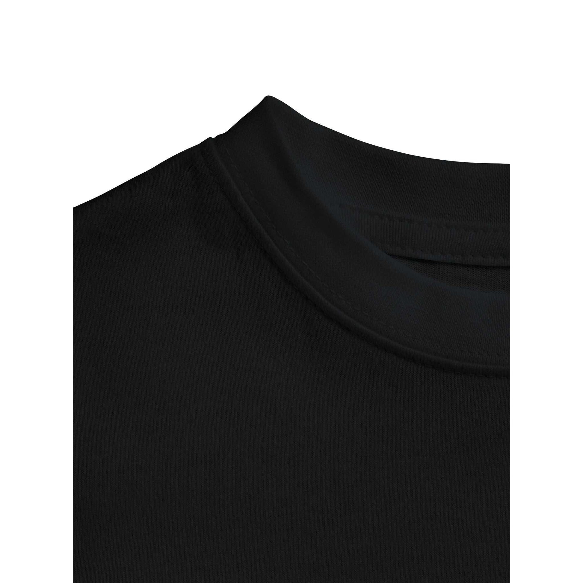 Black baby crewneck T-shirt with durable twin needle stitching and relaxed fit.