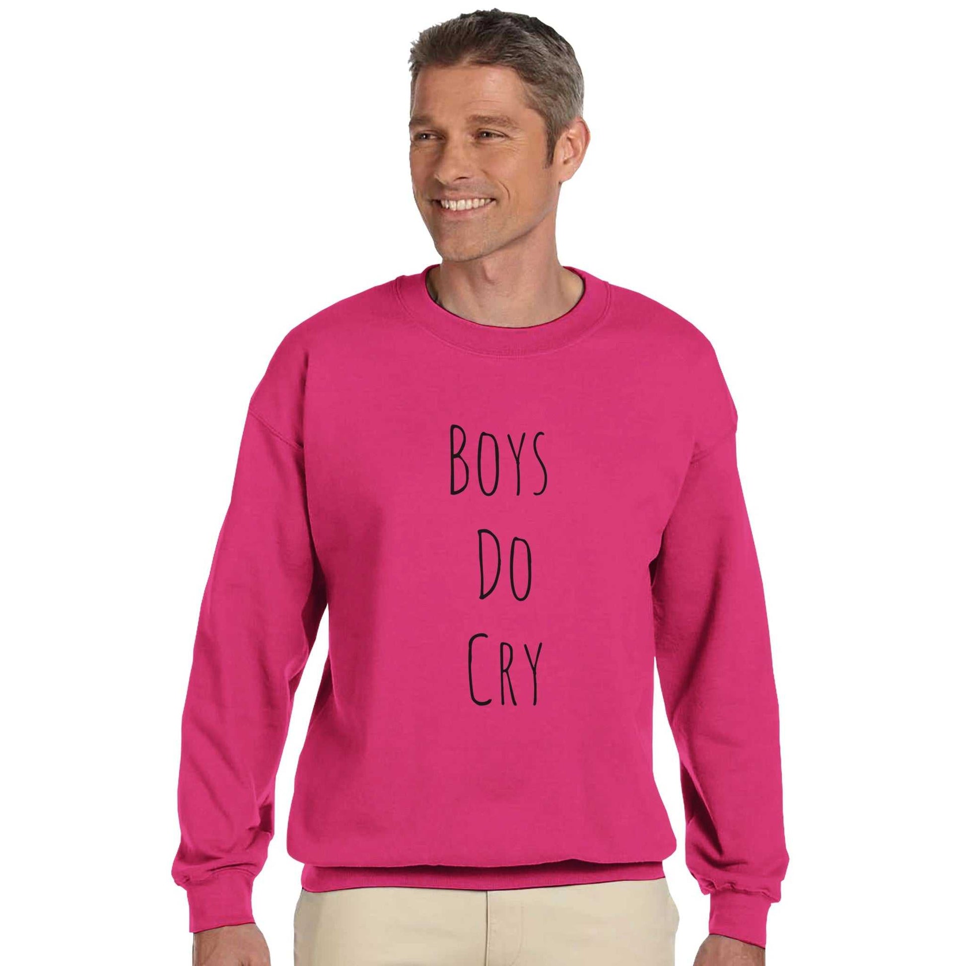 Boys do Cry classic crewneck sweatshirt in pink with bold printed design.