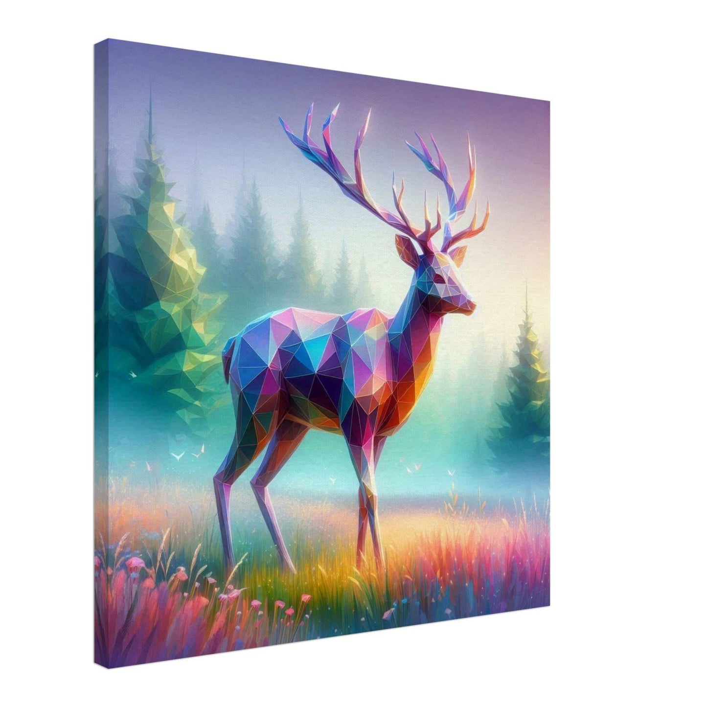 Stag Canvas print with textured cotton-polyester blend, FSC-certified wood frame, and immersive art experience.