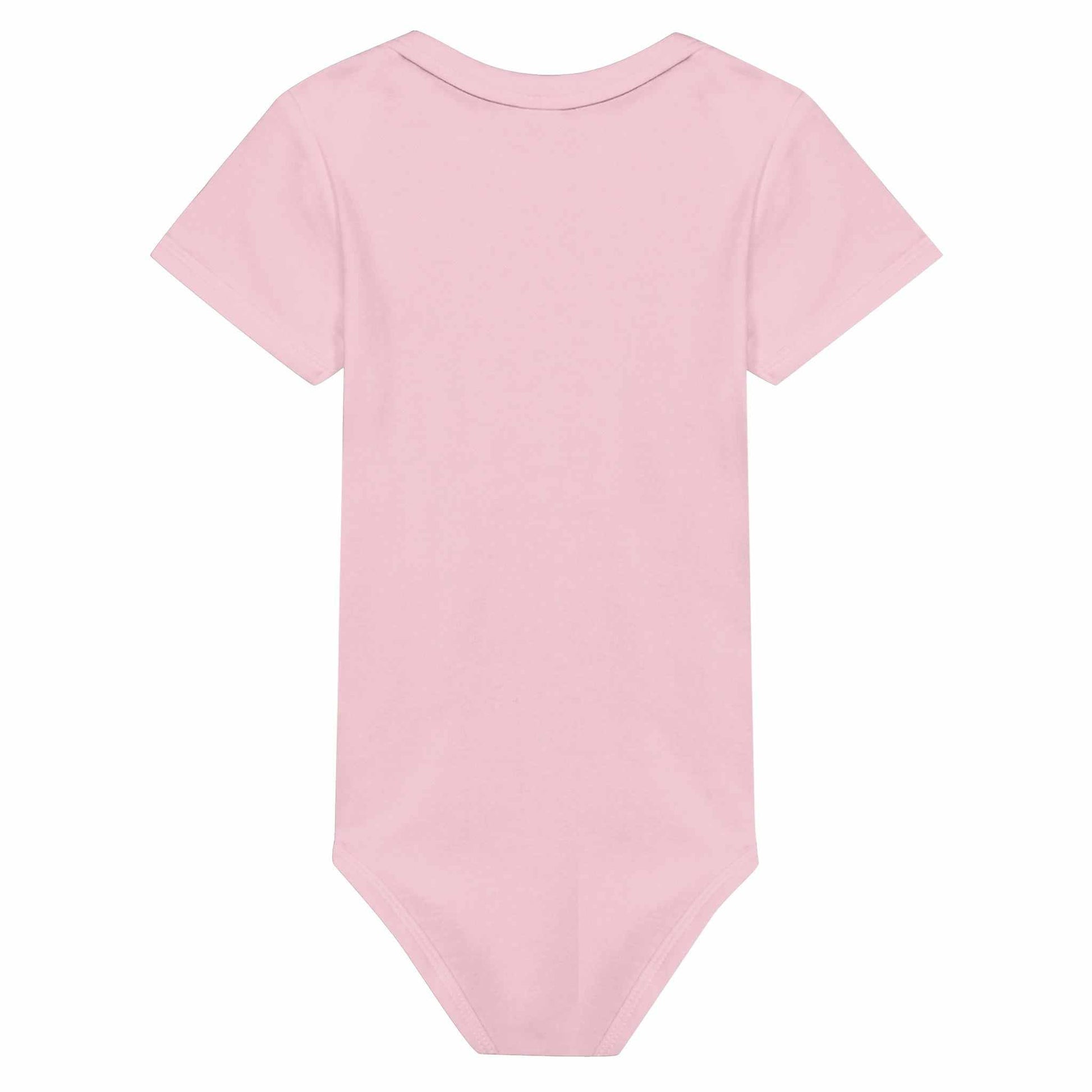 Cute baby printed short sleeve pink bodysuit, 100% cotton, relaxed fit.