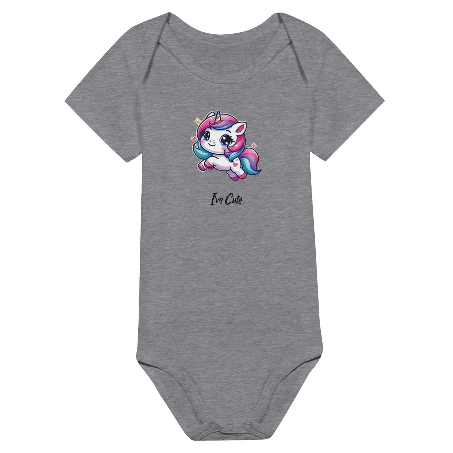 Cute baby printed short sleeve bodysuit with unicorn design