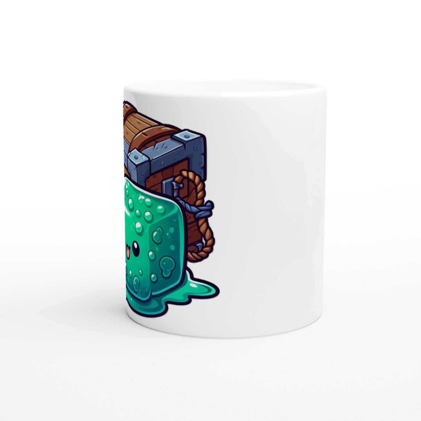 Mimic 11oz ceramic mug with glossy white finish and vibrant print featuring a character illustration.