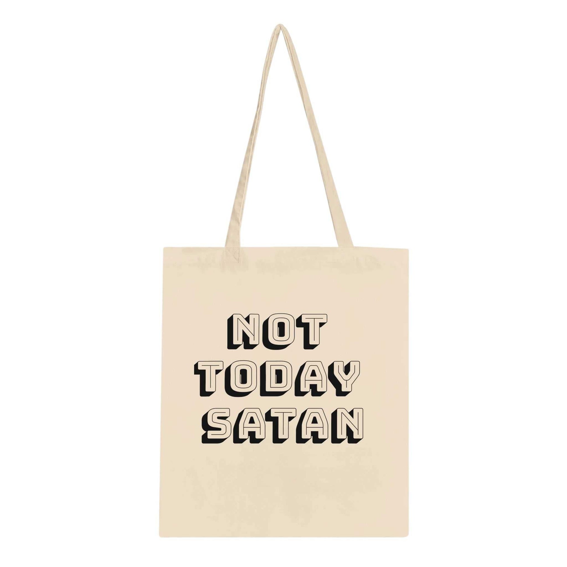 Not Today Satan Classic Tote Bag, eco-friendly cotton, reinforced handles, 10L capacity.