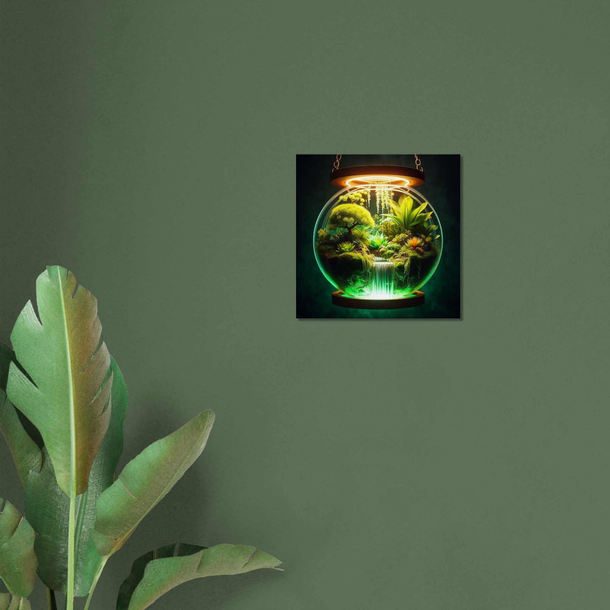 Save The Wild canvas print on green wall, showcasing immersive art with eco-friendly materials.