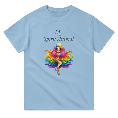 Women's crewneck t-shirt with "My Spirit Animal" design, featuring vibrant colors and durable, heavyweight cotton fabric.