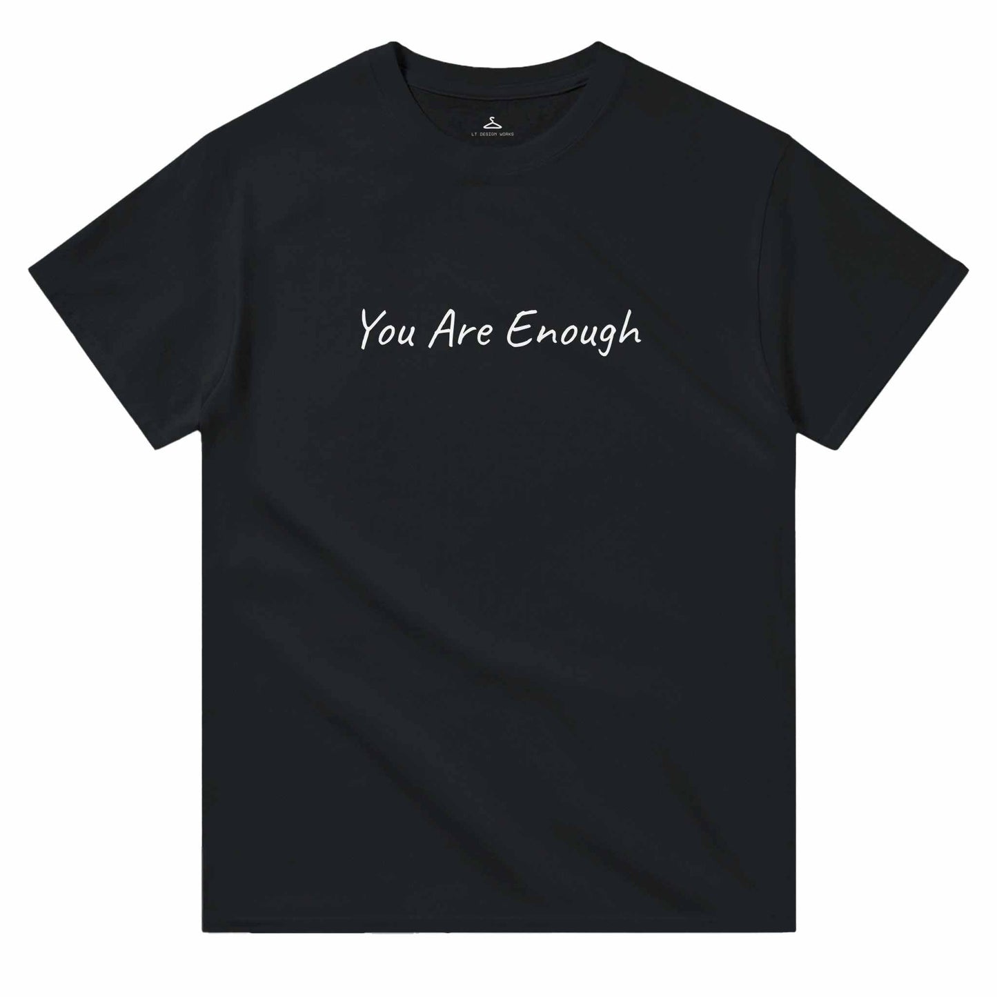 Heavyweight cotton women's crewneck t-shirt with "You Are Enough" text, classic fit, and durable double-needle design.