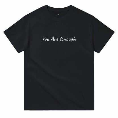 Heavyweight cotton women's crewneck t-shirt with "You Are Enough" text, classic fit, and durable double-needle design.