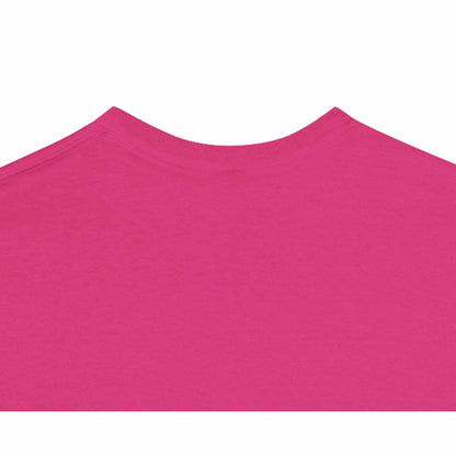 Pink crewneck detail of "Pretending To Be Normal Women's Crewneck T-shirt" showcasing durable cotton fabric and seamless collar.