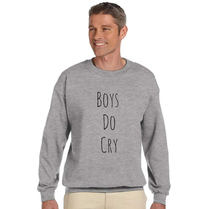 Boys Do Cry printed classic crewneck sweatshirt in soft gray blend.