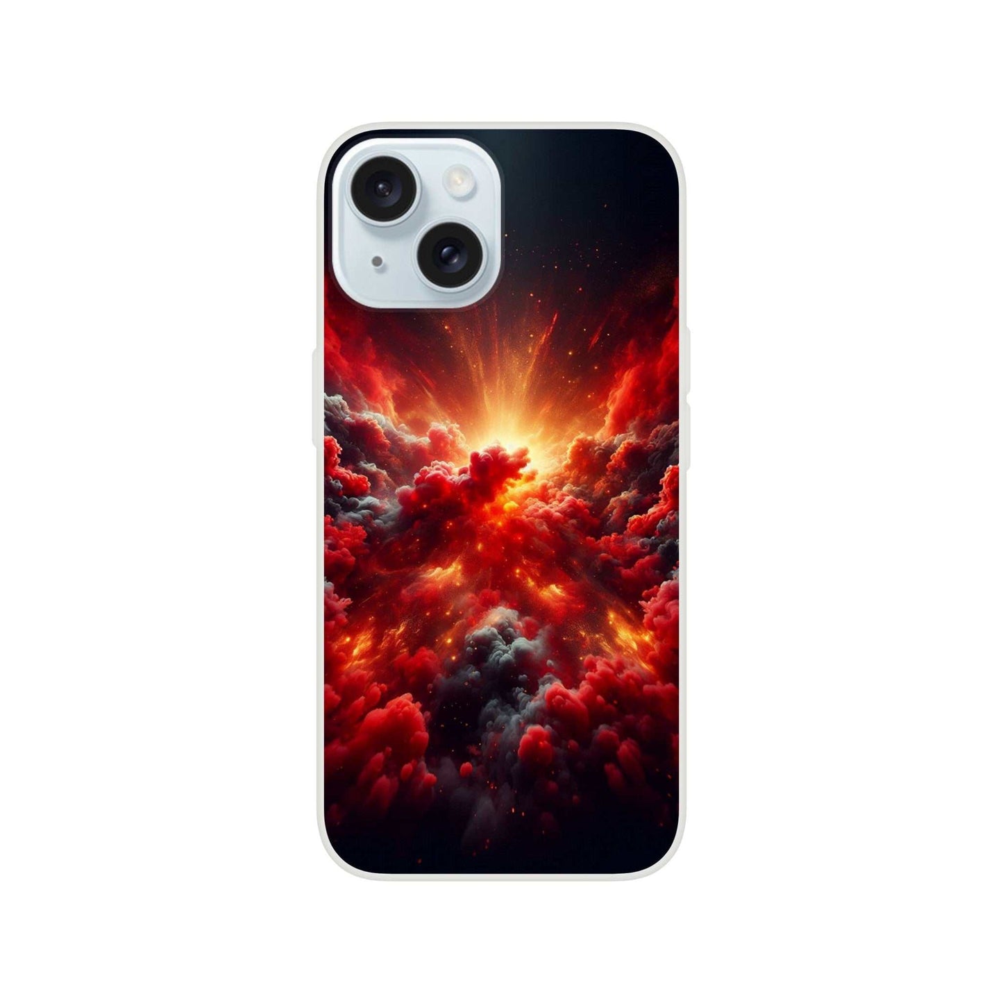 Red Clouds iPhone Flexi Case with modern transparent design and impact resistance.