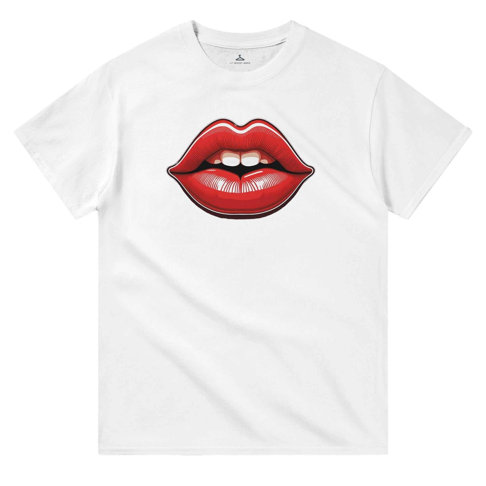 Lips printed crewneck t-shirt in heavyweight cotton with a classic fit, featuring a bold lip design on the front.