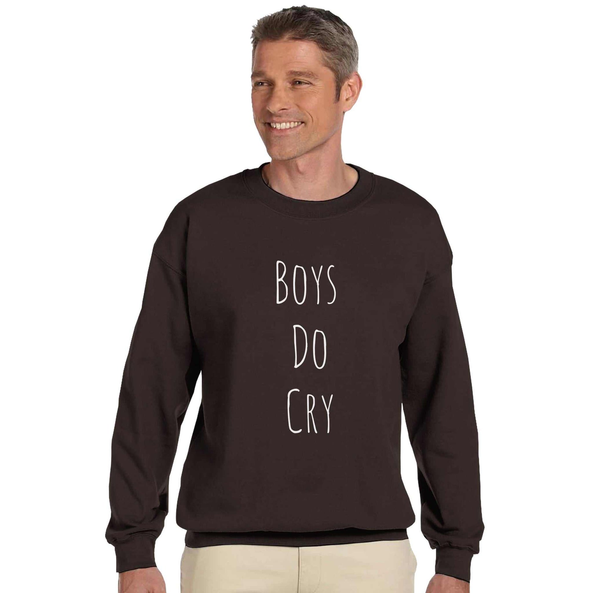 Boys do Cry printed classic crewneck sweatshirt, soft cotton-poly blend, casual fit.