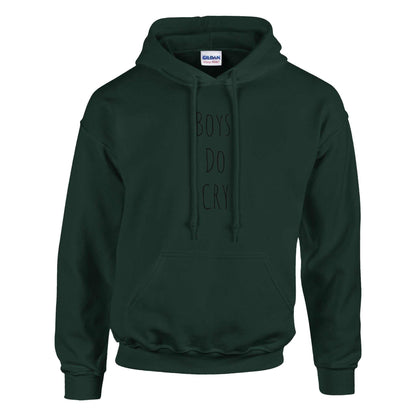 Boys Do Cry printed classic pullover hoodie made of eco-friendly cotton-poly blend with a double-lined hood and front pouch pocket.