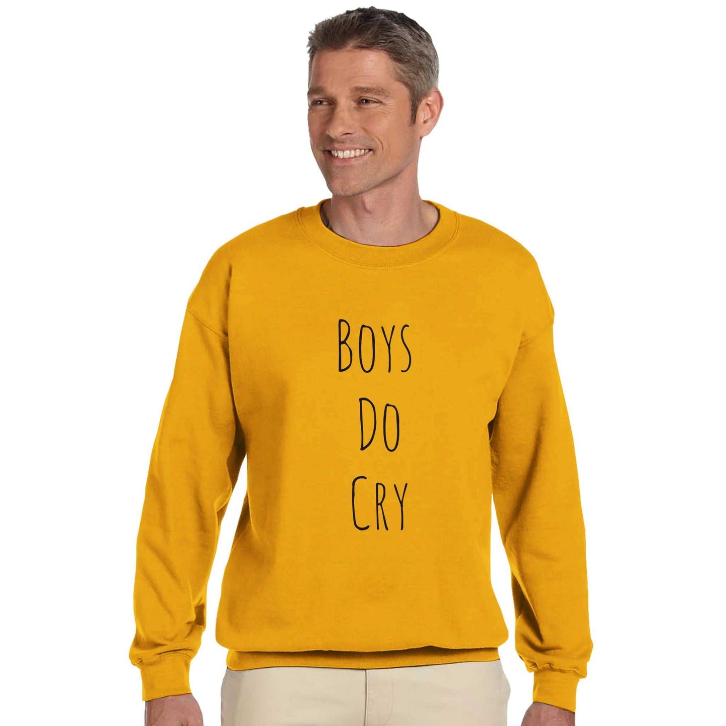 Boys do Cry printed classic crewneck sweatshirt, soft cotton polyester blend.