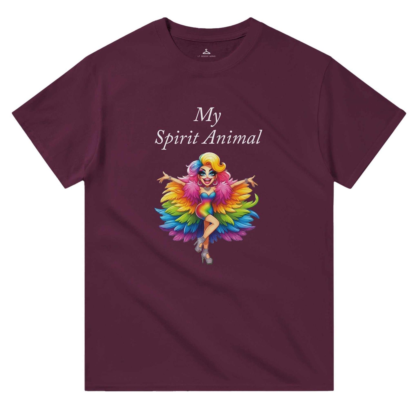 "My Spirit Animal" women's crewneck t-shirt, heavyweight cotton, colorful design, classic fit, casual wear.