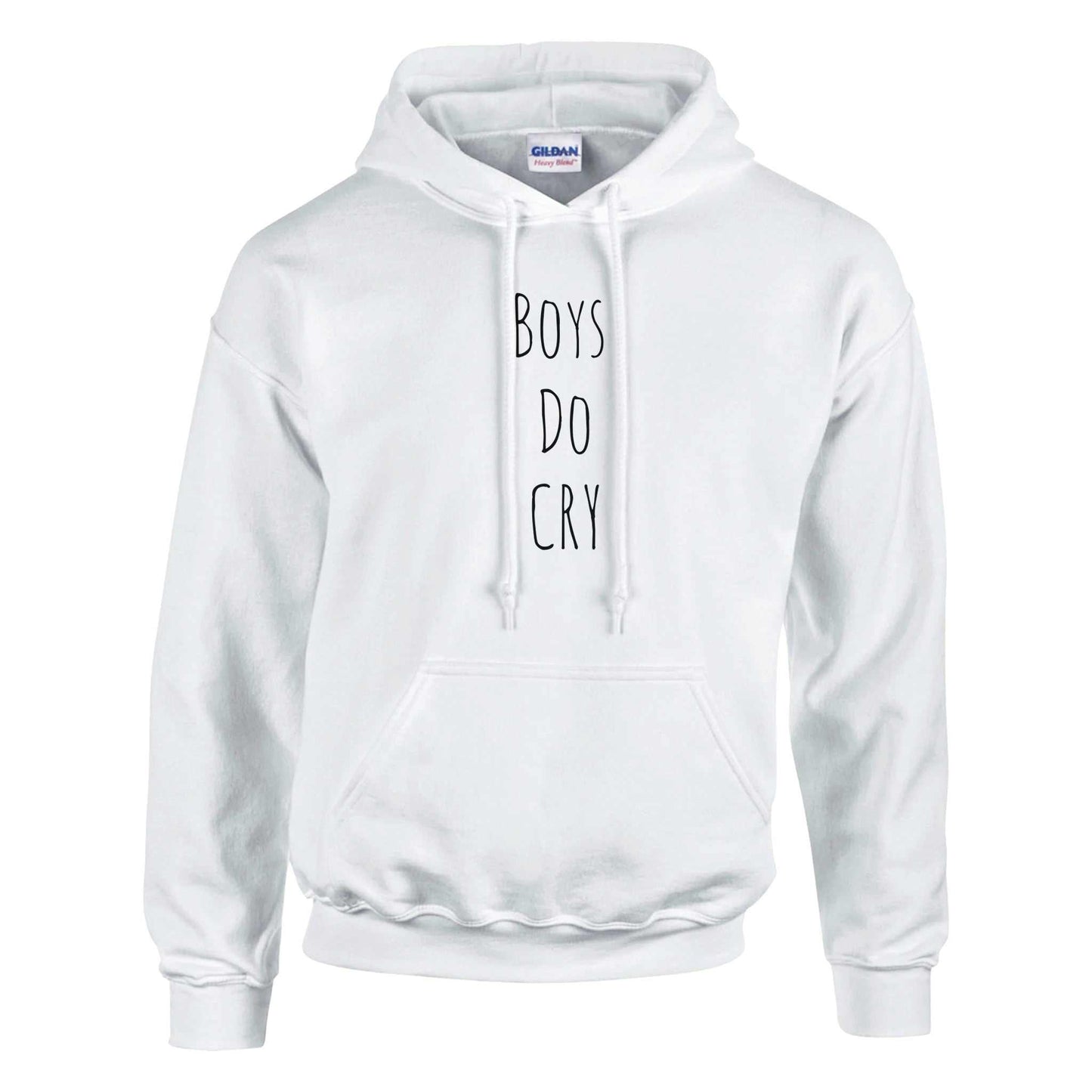 Boys Do Cry printed classic pullover hoodie with double-lined hood and pouch pocket.