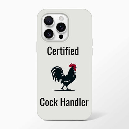 Certified Cock Handler iPhone Flexi Case with rooster design, offering impact resistance and wireless charging compatibility.