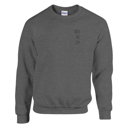 Boys Do Cry printed classic crewneck sweatshirt in grey, featuring soft cotton-polyester blend and minimal design.