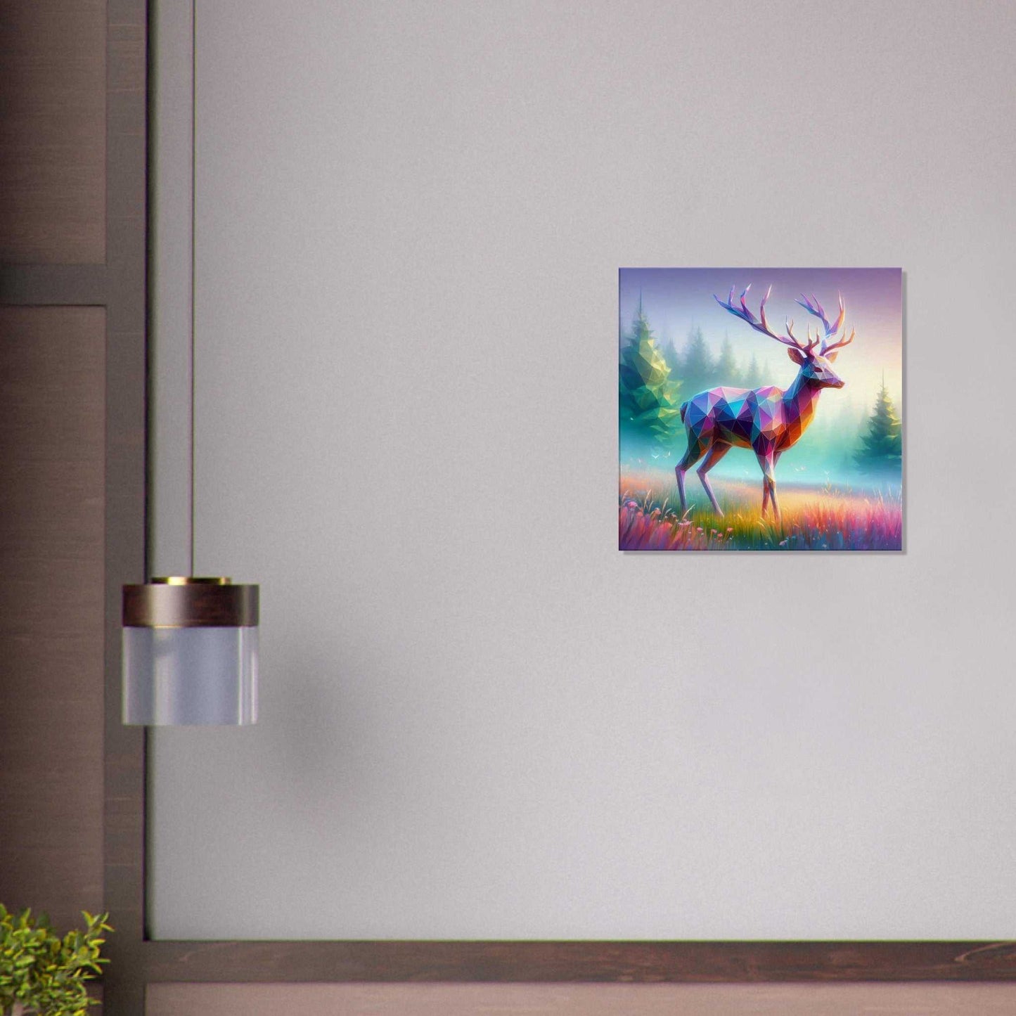 Stag Canvas print with vibrant colors on a wall.