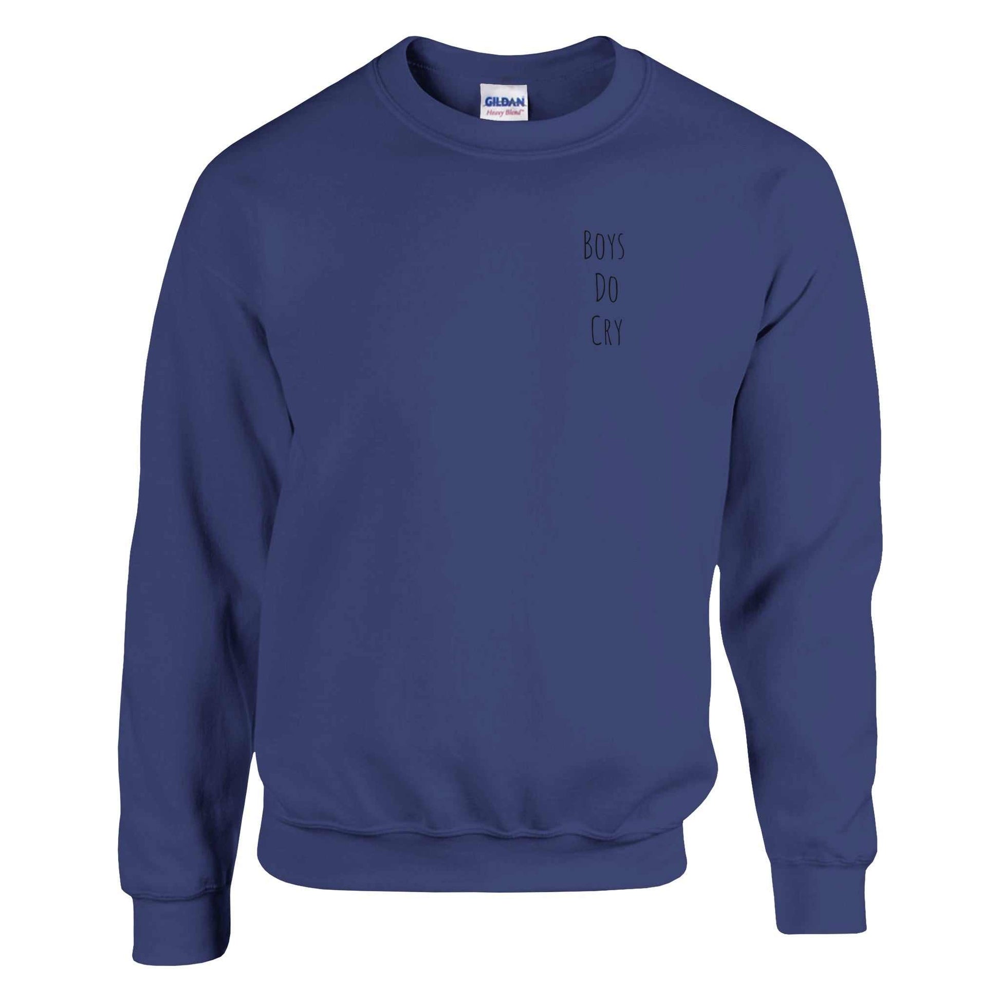 Boys Do Cry printed classic crewneck sweatshirt in navy blue.