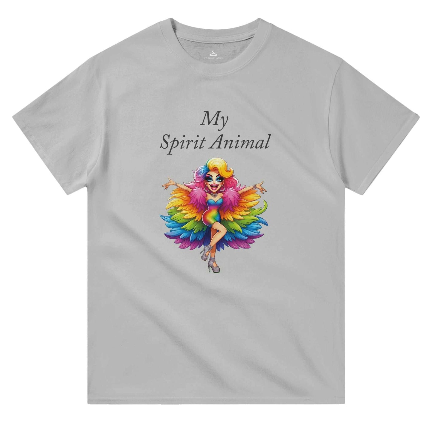 "My Spirit Animal Women's Crewneck T-shirt - heavyweight cotton with colorful spirit animal design"